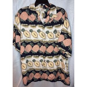 Vtg Silk Tommy Bahama ButtonUp Pineapple Palm Leaf Islandcore Casual Resortwear